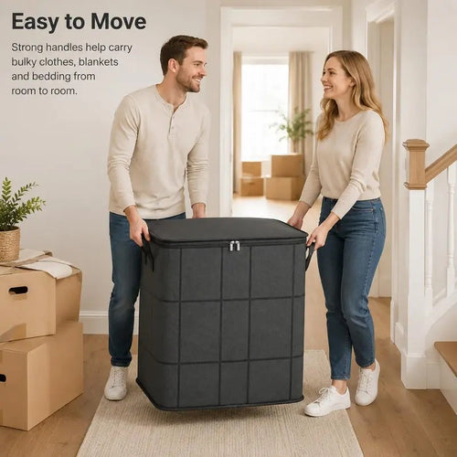 2 pack Large Zippered Foldable Storage Bin with Handles