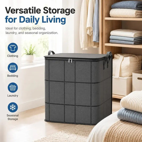 2 pack Large Zippered Foldable Storage Bin with Handles