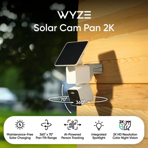 Solar-Powered Pan & Tilt 2K Security Camera