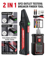 Circuit Breaker Finder Tool Kit, GFCI Outlet Tester with Dual-Sided LED Indicators, Electrical Circuit Tracer Tool with Flashlight, Includes Carrying Case and Adapters- KT