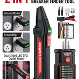 Circuit Breaker Finder Tool Kit, GFCI Outlet Tester with Dual-Sided LED Indicators, Electrical Circuit Tracer Tool with Flashlight, Includes Carrying Case and Adapters- KT