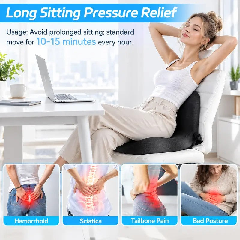 Memory Foam Seat Cushion with Back Support