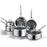 SNOWCLAD Hybrid Nonstick Stainless Steel Cookware Set
