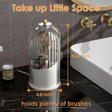Covered Rotating Makeup Brush Organizer