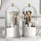 Covered Rotating Makeup Brush Organizer
