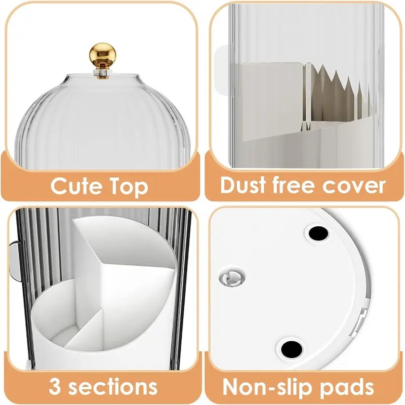 Covered Rotating Makeup Brush Organizer