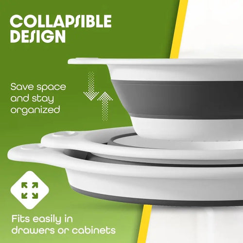 Collapsible Colanders with Self-Draining Base