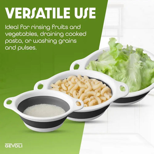 Collapsible Colanders with Self-Draining Base