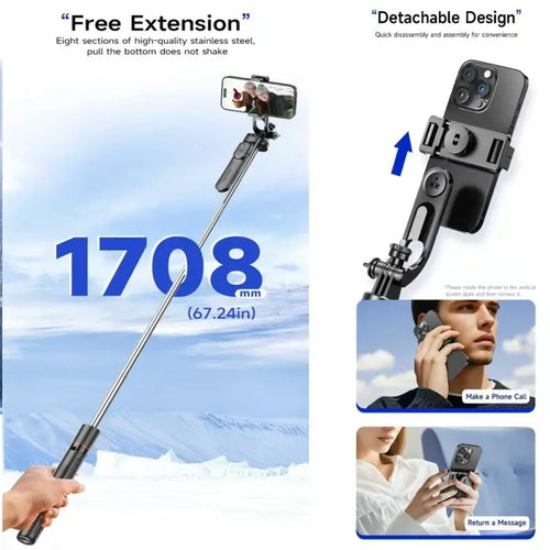 Adjustable Phone & Camera Tripod Selfie Stick with Bluetooth Remote