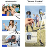 Adjustable Phone & Camera Tripod Selfie Stick with Bluetooth Remote