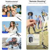 Adjustable Phone & Camera Tripod Selfie Stick with Bluetooth Remote