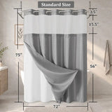 No-Hook Shower Curtain with Snap-In Liner
