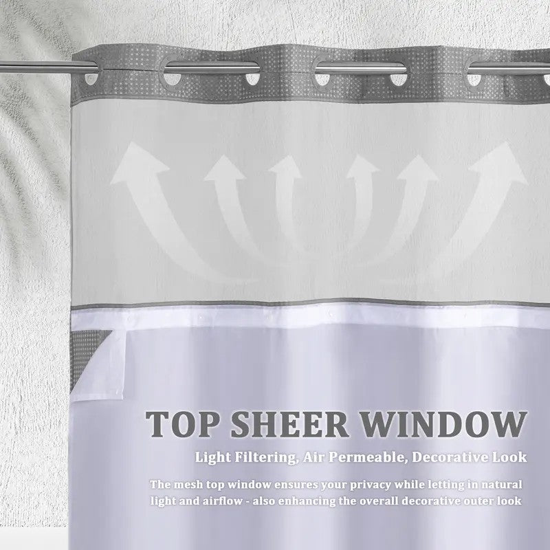 No-Hook Shower Curtain with Snap-In Liner