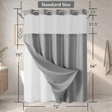 No-Hook Shower Curtain with Snap-In Liner