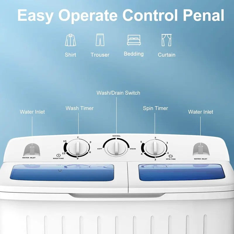 Portable Twin Tub Washer with Spinner