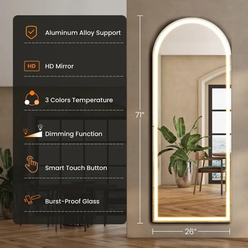 LED Full-Length Mirror with Adjustable Light
