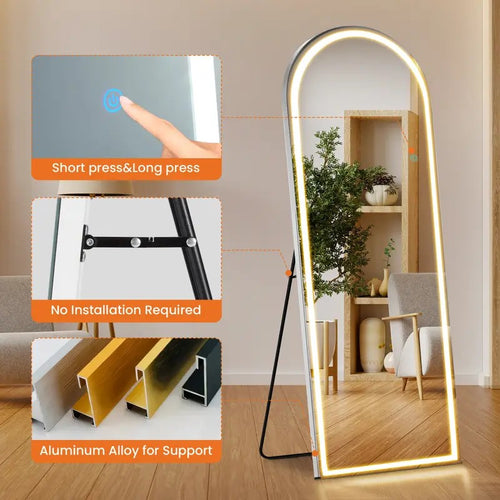 LED Full-Length Mirror with Adjustable Light