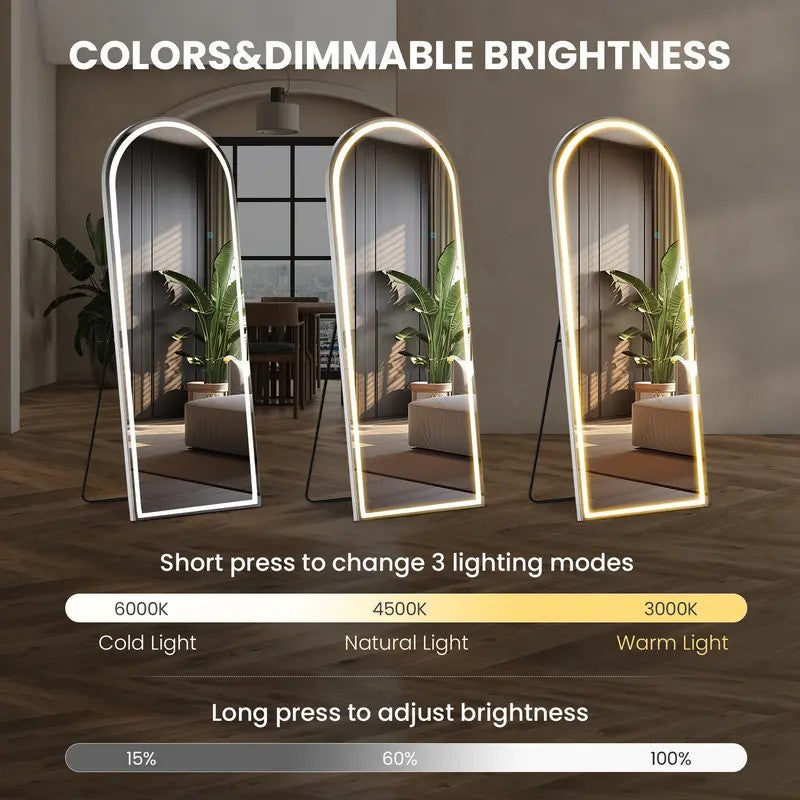 LED Full-Length Mirror with Adjustable Light