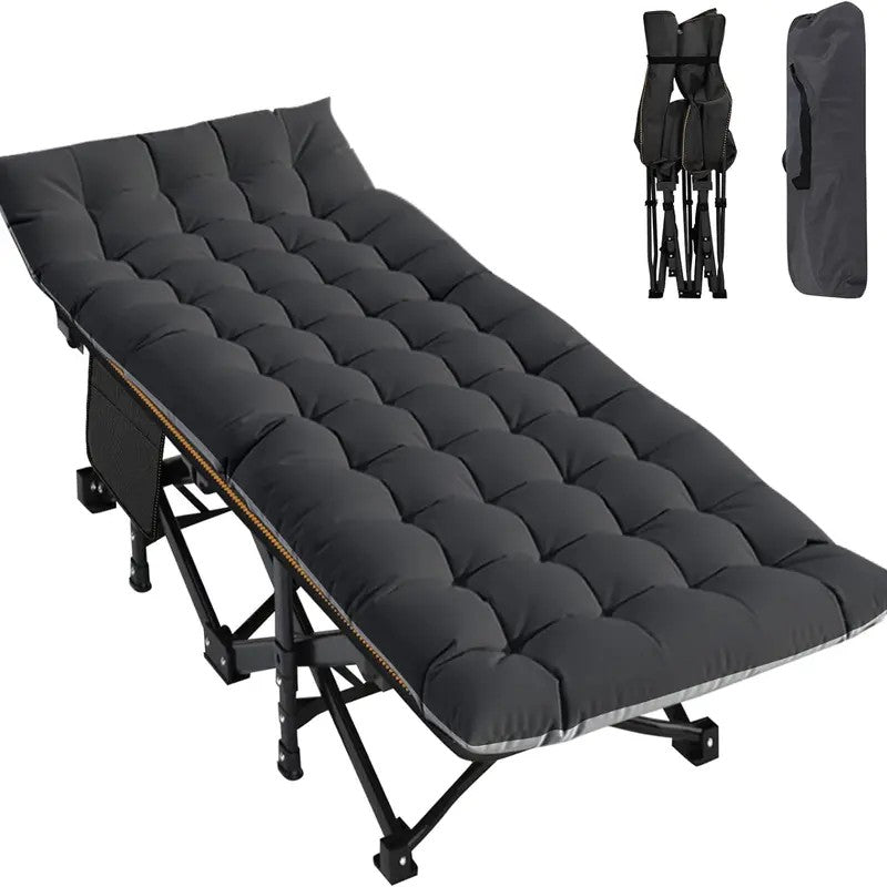 Heavy-Duty Folding Camping Cot with Mattress