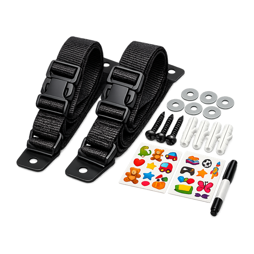 Non-slip furniture anti-tip straps