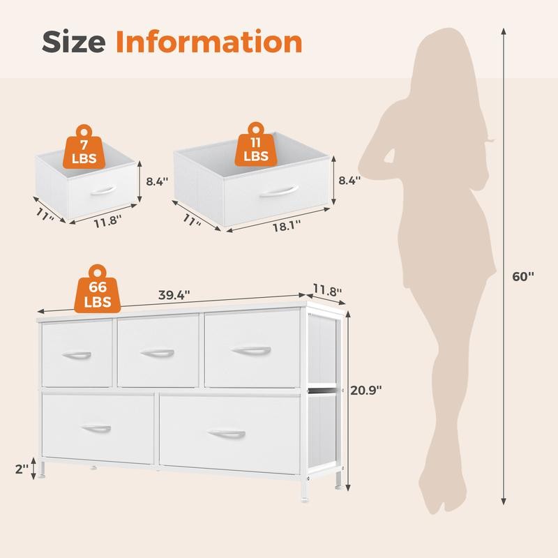 5-Drawer Fabric Storage Dresser